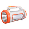 High Lumen USB Rechargeable LED Flashlight in orange and white design, featuring bright LED illumination and ergonomic handle.