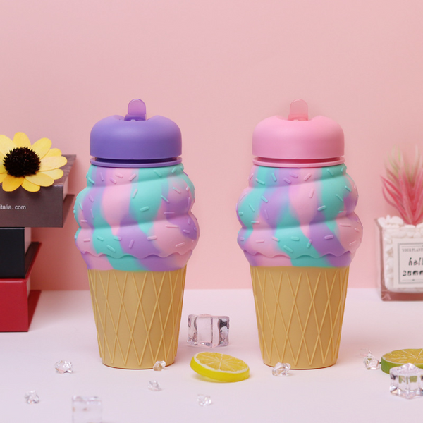 Ice Cream Water Bottle in playful ice cream cone design, perfect for kids and fun hydration.