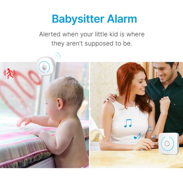 Infrared Motion Sensor detects movement with alarm when children are in unsafe areas.