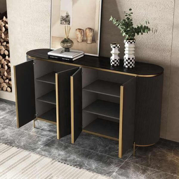 Perfect Dealz Italian Style Luxury Black Gold Dining Room Sideboard