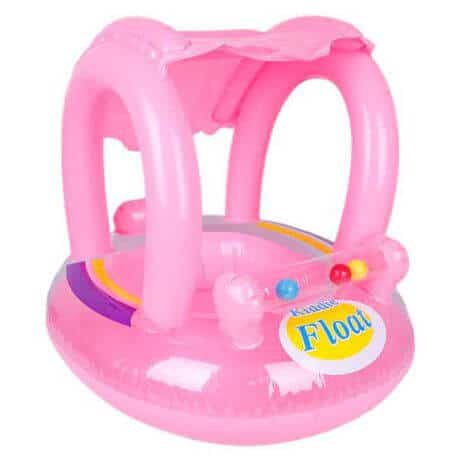 Kids Baby Boat with Sun Shade in pink color with a sunshade design for young children's water play.