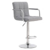 Modern Kitchen Stool with Armrests, adjustable gray bar stool with armrests and chrome base, ideal for contemporary spaces.