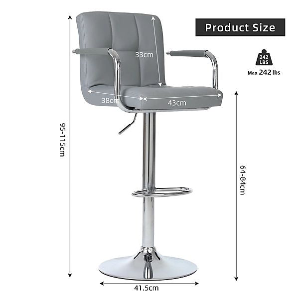 Modern Kitchen Stool with Armrests dimensions and features including height and weight capacity.