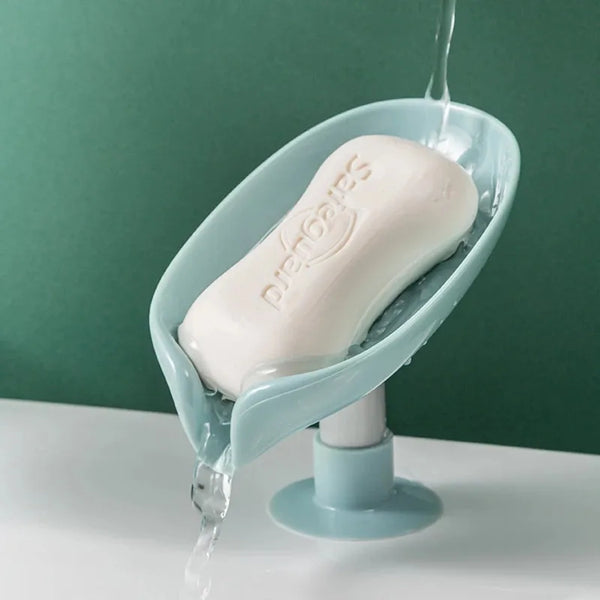1 Leaf Shape Drain Box Shower Soap Holder