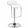 Low Back Barstool with Foot Rest featuring white faux leather and chrome pedestal base.