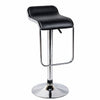 Low Back Barstool with Foot Rest featuring a black faux leather seat and chrome pedestal base.