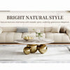 Marble Coffee Table with Golden Orbs showcasing natural textures and metallic accents in a stylish living room setting.