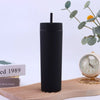 Matte Skinny Portable Tumbler With Lid & Straw Reusable Travel Rubber Mug