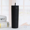 Matte Skinny Portable Tumbler With Lid & Straw Reusable Travel Rubber Mug