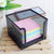 Metal Mesh Desk Organiser with Memo Holder containing colorful sticky notes on a wooden surface.