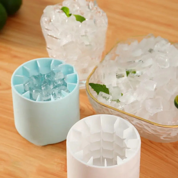Mini Reusable Cooling Gel Ice Pack design with blue and white structures surrounded by crushed ice.