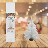 Mini White Christmas Tree with Wooden Stand 45cm on wooden table, perfect for festive holiday decor.