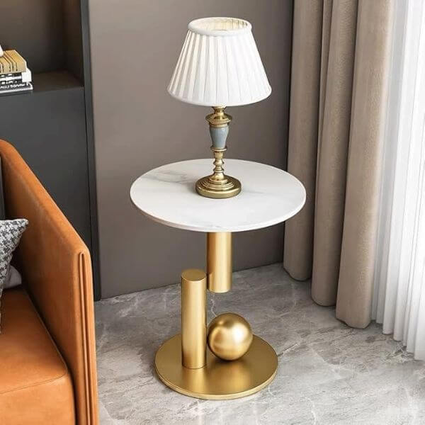 Perfect Dealz Modern Golden & Marble Side Table