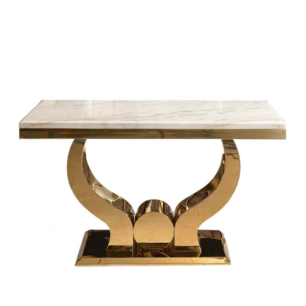 Monaco Gold Console Table 180cm with elegant gold frame and sleek tabletop design.