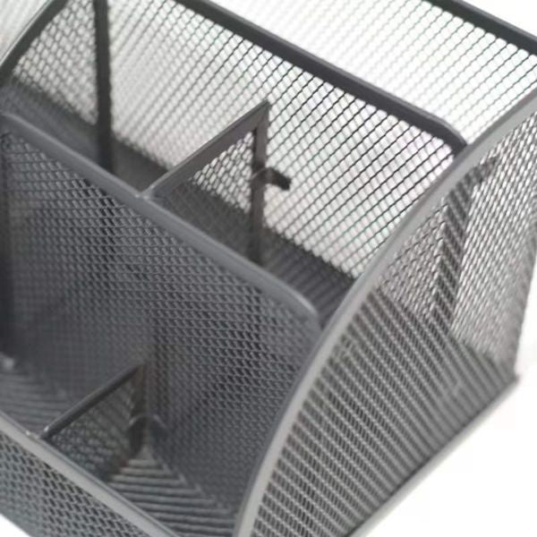 Multi-Compartment Metal Mesh Desk Organizer