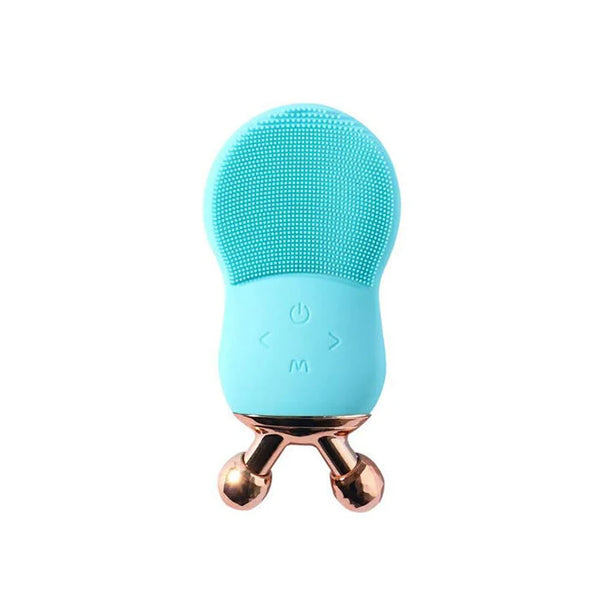 Multi-Functional Skin Firming Ultrasonic Electric facial device in turquoise and rose gold design.