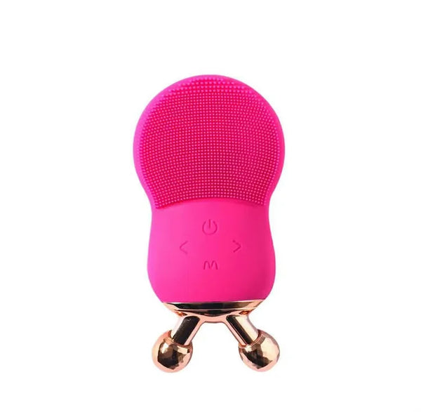 Multi-Functional Skin Firming Ultrasonic Electric device in pink with gold accents for skin care at home.