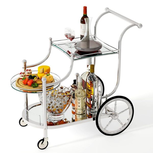Multi-Level Silver Bar Cart