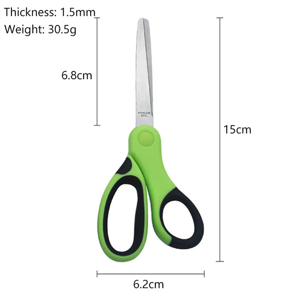 Multi-Purpose 6-Inch Stainless Steel Scissors with green handles, ideal for kitchen and household tasks.