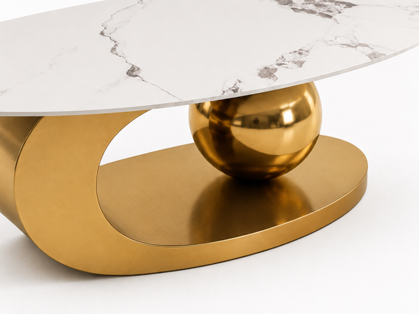 Light Marble Luxury Spheric Oval Coffee Table