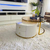 Nesting Coffee Table with Drawers featuring a stylish design and practicality in a modern living room setting.