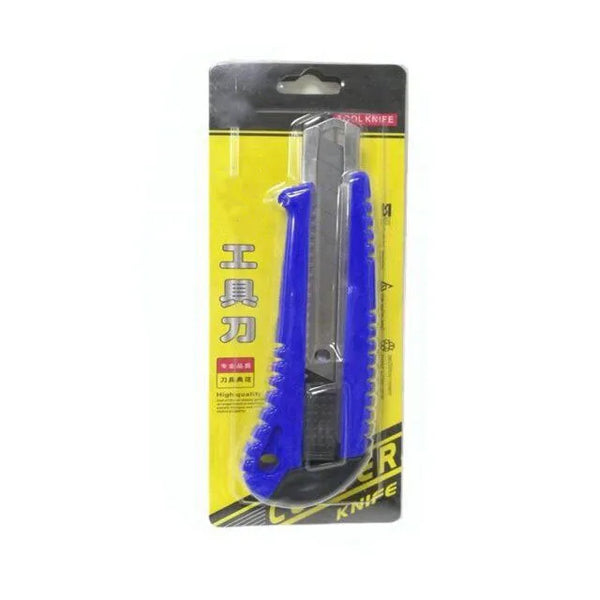 New One Component Utility Knife in blue packaging, showcasing a secure, professional design for retail presentation.