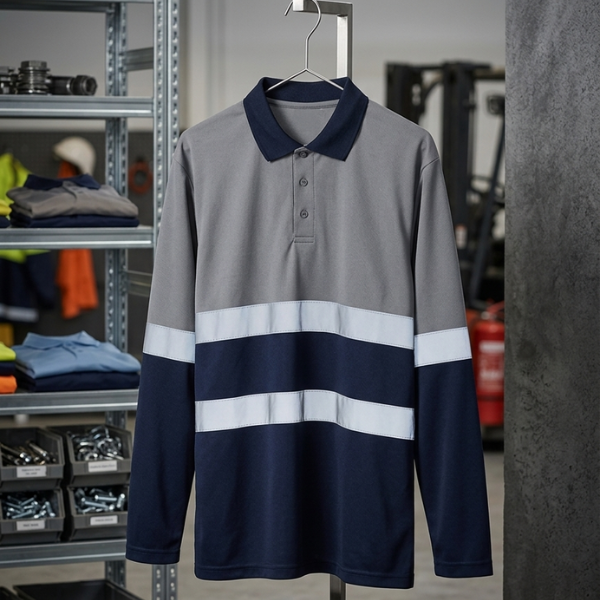 Two-Tone Long Sleeve Reflective Safety Polo Shirt