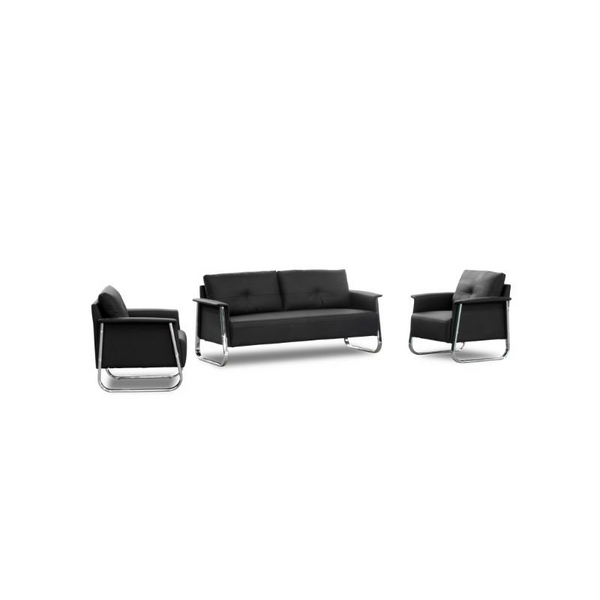 Benya Professional Leather Office Couch with matching chairs, sleek design for modern office settings.