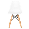 Kids Modern Plastic Chair with Wooden Legs in a white finish and natural wood legs, perfect for children's rooms.