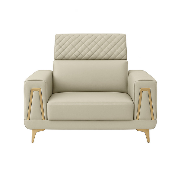 Luxury Quilted Accent Armchair with Wooden Legs featuring a sleek design and contemporary quilted detailing.