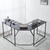 SD-23 L-Shaped Computer Gaming Desk with spacious black surface and corner design for work and gaming.