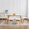 Scandinavian Transparent Elk Dining Chair set around a wooden dining table in a modern interior space.