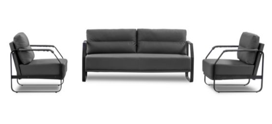 Mason Industrial Executive Office Couch shown with two matching armchairs, ideal for a professional office setting.