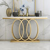 Luxury White and Gold Faux Marble Console Table with elegant gold base and stylish decor