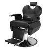 Heavy Duty Hydraulic Barber Chair with adjustable height and black leather upholstery for salon use.