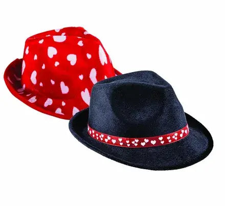 Perfect Dealz Playful Heart Print Fedora Hat