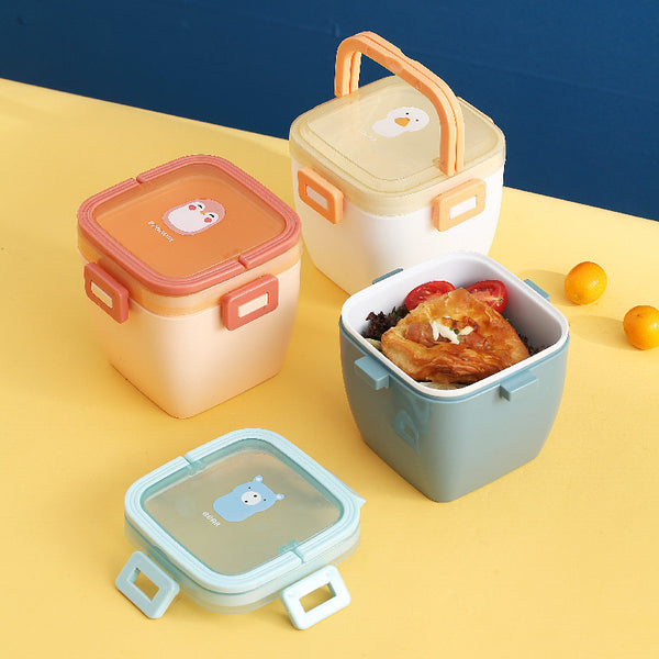 Portable 800ml Kids Bento Lunch Box with Handle in colorful designs for kids and adults.