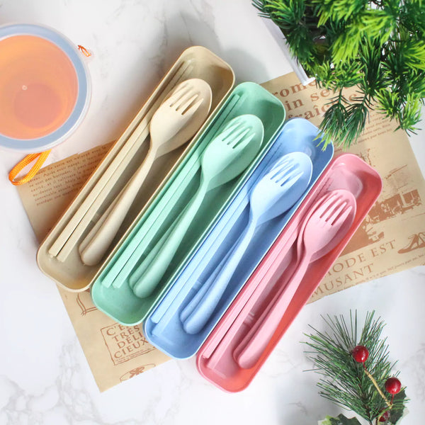Portable Cutlery and Straw Travel Set – 4-Colour Storage Box