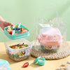 Portable Double-Layer Meal Box with colorful salads and fruits, ideal for healthy meals on the go.