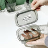Portable Eco-Friendly Soap Tray being held, showcasing its practical design and moisture-draining features.