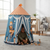 Portable Foldable Castle Play Tent with colorful design, providing a cozy play space for kids in a living room setting.