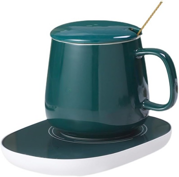 Portable Coffee Ceramic Mug Set With Warming Coaster