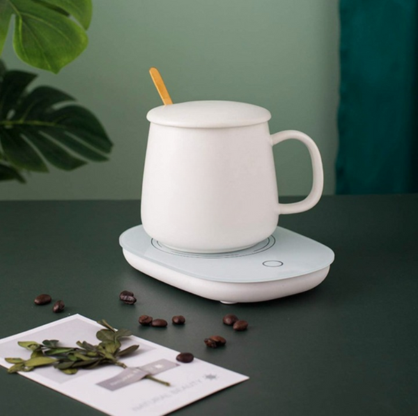 Portable Coffee Ceramic Mug Set With Warming Coaster