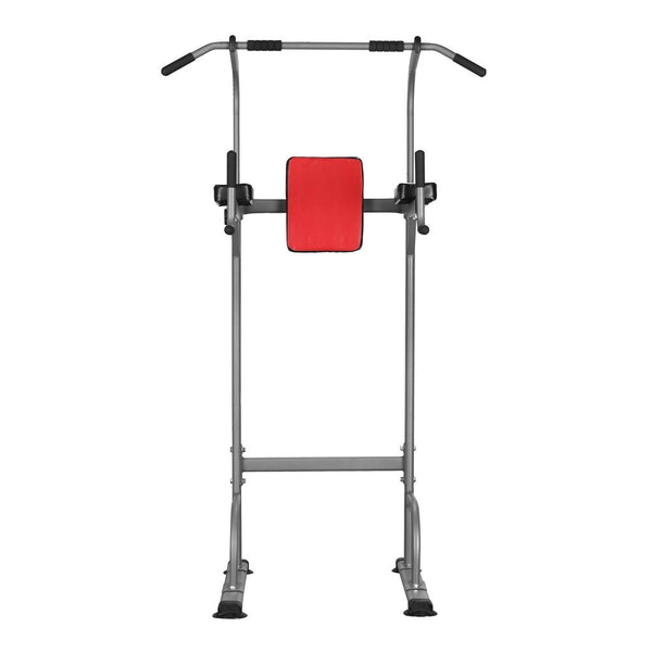 Pro Adjustable Power Tower - Multi-Function Home Gym Station front view with ergonomic grips and padded back.
