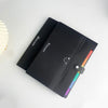 Rainbow A4 Expanding File Folder Concertina File 13 in a stylish black design with colorful section tabs.