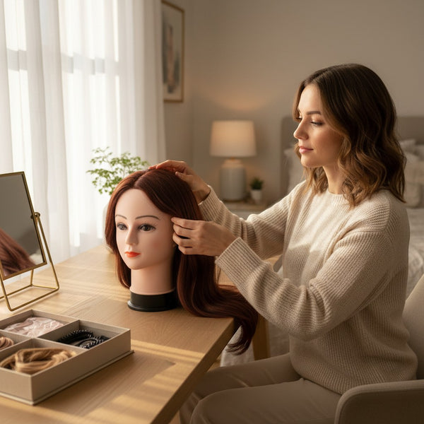 Realistic Female Makeup Wig Display Model Head