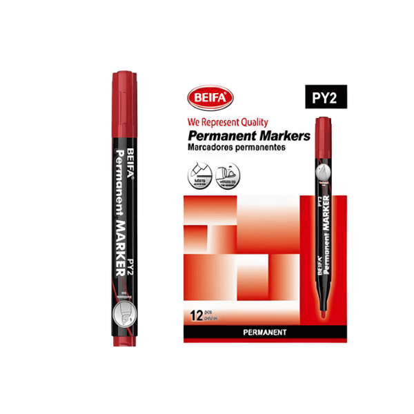 Perfect Dealz Red Permanent Marker Set – 2.0mm Tip, 12 Pack