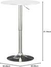 Round Bistro Bar Table with Adjustable Height featuring a sleek design and measurements for optimal fit.