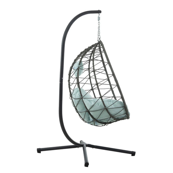 Indoor Outdoor Swing Egg Chair with Stand for cozy relaxation in any home or outdoor space.