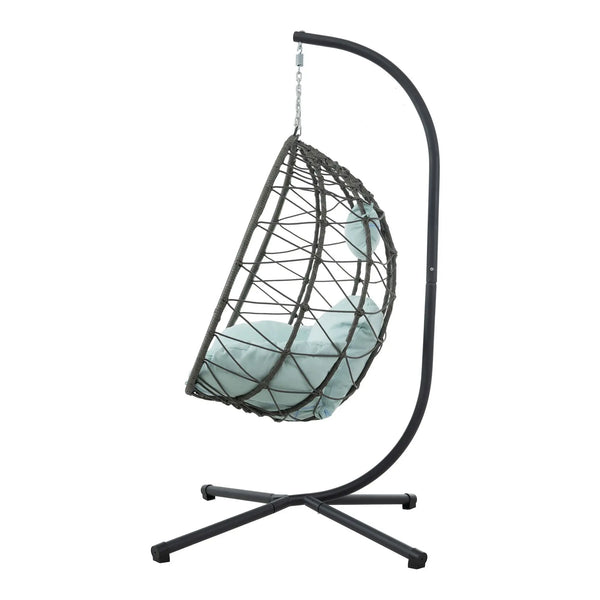 Indoor Outdoor Swing Egg Chair with Stand, perfect for cozy relaxation at home or outdoors.